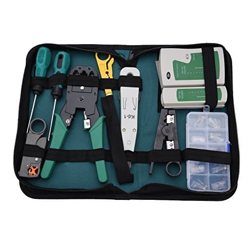 Image of Network Cable Repair Maintenance Tool LAN Network Service Tool Kit Cable Tester Kit 11-Piece Combination Kit for RJ11 RJ45 Cat5 Cat6