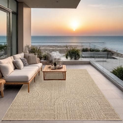 Image of the carpet Kansas - robust indoor and outdoor carpet in natural jute look, weatherproof, suitable for patio and garden, approx. 60 x 90 cm