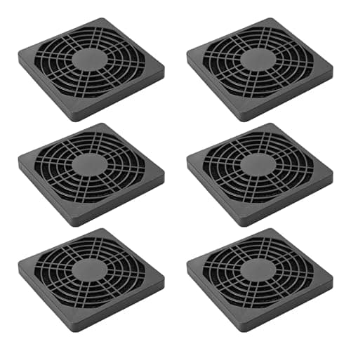 Image of AUXBC 6PCS 80mm Black Square Plastic Cooling Fan Filter Cover Dust-Proof Mesh Screen for PC Computer Case Server Chassis Ventilation Grill Guard Protection Kit Compatible