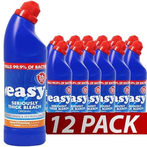 Image of Easy 24 Hour Thick Bleach 12x 750ml | 99.9% Toilet Cleaner Bleach For Bathrooms, Toilets, Sinks | Anti Bacterial
