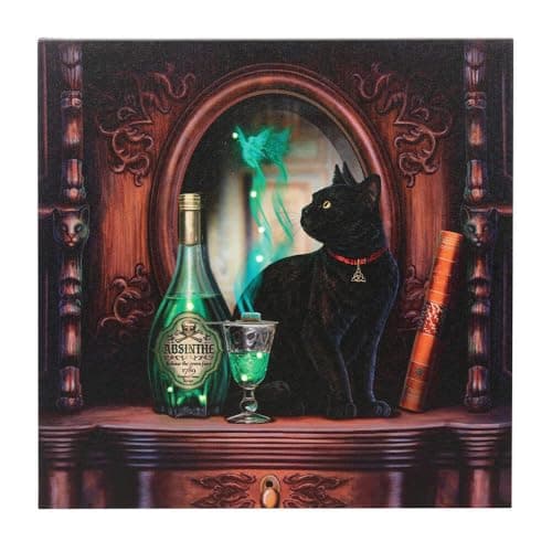 Image of Enchanting Multicolor Absinthe Light Up Canvas Plaque by Lisa Parker - 30cm x 30cm (1 Pc.) - Mystical Art Piece - Unique Illumination Feature - Perfect Home Decor