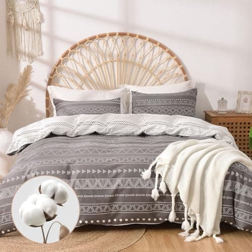 Image of Lekesky 100% Cotton King Size Duvet Cover Sets Cotton, Cotton Bedding King Size Duvet Set, Boemia Duvet Cover Sets(1 Duvet Cover 230x220 cm+2 Pillow Cases)