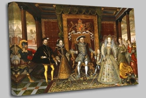 Image of The Family of Henry The Eighth : An Allegory of the Tudor Succession Canvas Wall Art Picture Print Ready To Hang Stretched Over A Frame - 36 x 24 inch / 91 x 61 cm