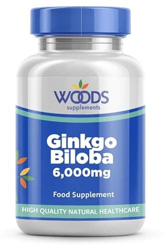 Image of Woods Supplement - Ginkgo Biloba 6000mg (180 Tablets) | Supports Memory, Concentration & Brain Function | for Vegetarians & Vegans | 6000mg per Tablet | Used for Centuries in Chinese Herbal Medicine
