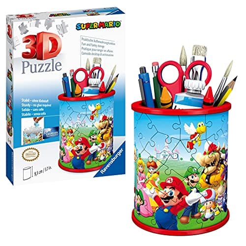 Image of Ravensburger Super Mario Brothers Pencil Pot 3D Jigsaw Puzzles for Kids Age 6 Years Up - 54 Pieces - No Glue Required