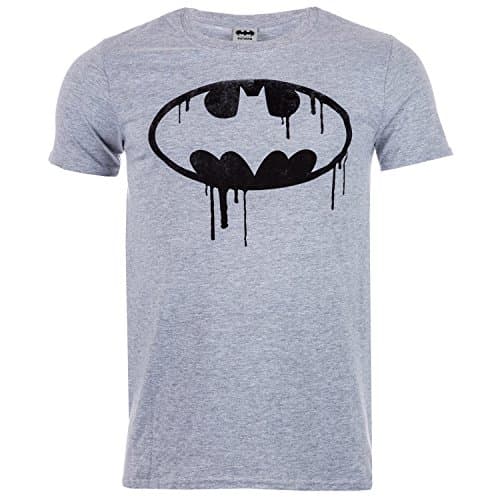 Image of DC Comics Men's Batman Dripping Logo T-Shirt, Grey Marl, Large