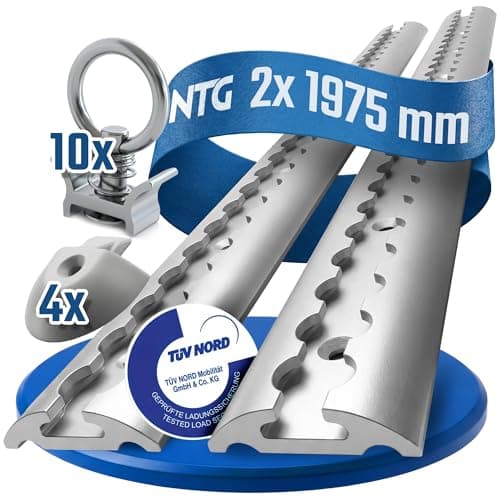 Image of NTG 2 x 2 m Aluminium Airline Rail, Semi-Circular Shape with Holes with Fitting Starter Set