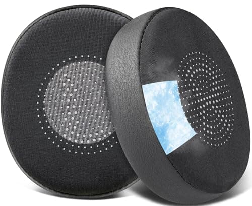 Image of SOULWIT Cooling Gel Earpads Replacement for Jabra Evolve2 65 (Evolve 2 65MS 65UC MS UC)/Evolve2 40 (40UC 40MS USB)/Elite 45h On-Ear Wireless Headset, Ear Pads Cushions with Ice Silk Fabric - Black