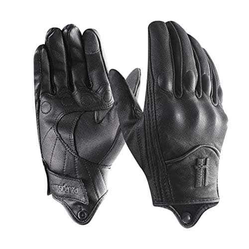 Image of Harssidanzar Motorbike Gloves, Mens Leather Motorcycle Gloves Touchscreen Riding Racing Motorcoss Glove GM028UKK, Black(upgrade), Size XS