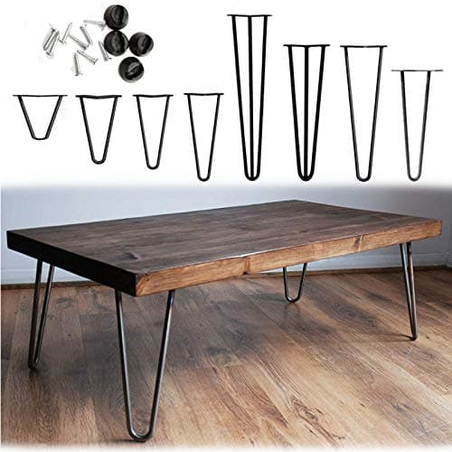 Image of Lucn Hairpin Table Legs - Set of 4, Black, 10cm - 71cm, Modern Classic Style, Up to 150kg Capacity