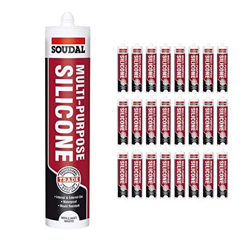Image of 24 x Brilliant White Soudal Trade Silicone Multi Purpose Construction Sealant Acetoxy with Fungicide