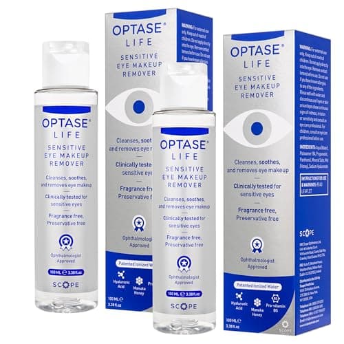 Image of Optase Life Sensitive Eye Makeup Remover - Oil-Free and Non-Greasy Cleanser - Formulated for Sensitive Eyes - Ophthalmologist Approved (2 Pack)
