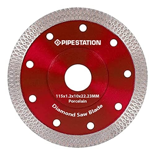 Image of Pipestation 115mm Diamond Cutting Disc (4.5inch) | Super Thin Angle Grinder Disk | Saw Blade Wheel for Fast Clean Precision Turbo Cutting of Porcelain Tiles Granite Marble Ceramics Concrete | Red