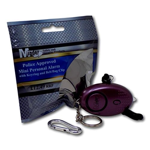 Image of Minder® 140db Police Approved Mini Minder Loud Personal Staff Panic Rape Attack Safety Security Alarm Keyring w/Torch - Secured by Design Approved (Police Preferred Specification) (Purple)