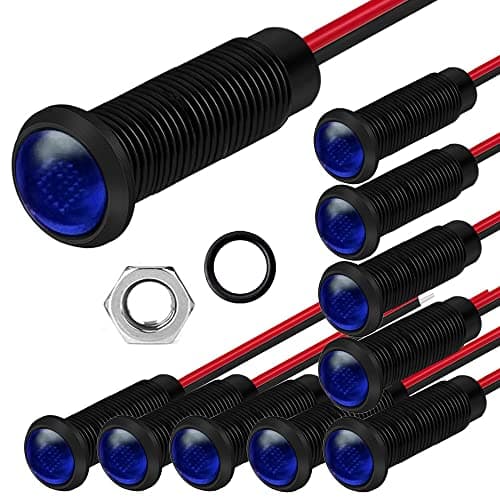 Image of Gebildet 10pcs LED Plastic Indicator Pilot Light AC/DC 12-24V Mounting Hole Size 6mm(Blue)