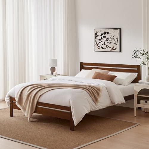 Image of Furniturebox UK Wooden King Size Bedframe - 'Declan' Solid Pine King Size Bed With Dark Walnut Stain Finish - Simple Timeless Scandi Inspired Wood Bed For Modern or Traditional Bedrooms