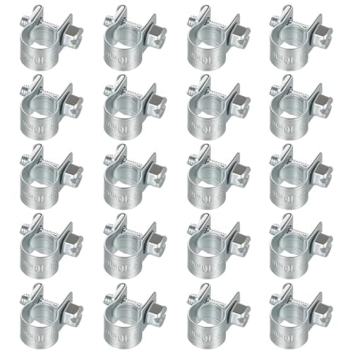 Image of 20 Pack Mini Hose Clamps 8-10mm Adjustable, Zinc-Plated Fuel Line Clamps for Exhaust Pipes, Gas Lines, Silicone Hoses & Cable Securing