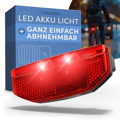 Image of Büchel Bicycle Rear Light LED for Pannier Rack - USB-C Rechargeable, StVZO Approved, IPX5 Waterproof, Black