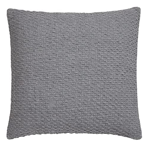 Image of Drift Home - Grey Cushion (43 x 43cm) - Sustainable Recycled Cotton - Filling/Padding Included - Grey Weaved Cushion with Insert - Grey Textured Cushion - Grey Woven Cushion - Matching Throw Available