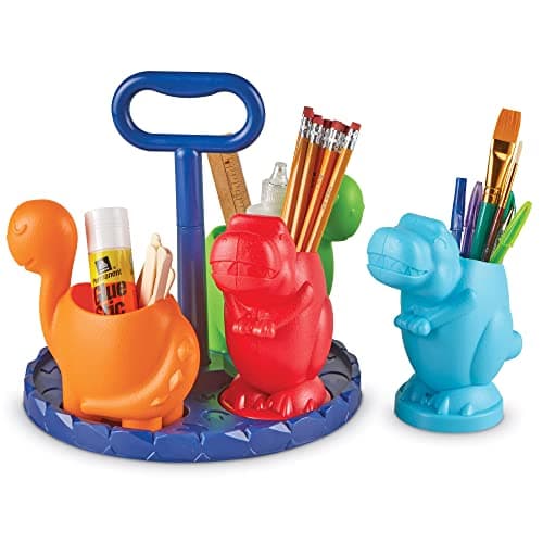Image of Learning Resources Create-a-Space Kiddy Centre Dinos, Kids Art Supply Storage, Caddy Playroom Organisation, Classroom Organisation, School Supplies Organiser, 5-Piece, Age 3+