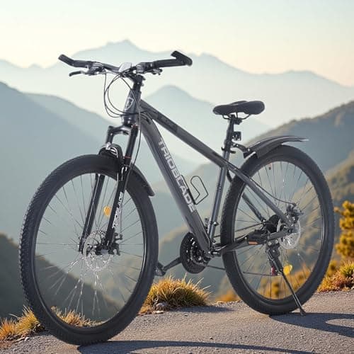 Image of BSTSEL 24/26/27.5/29 Inch Mountain Bike with Front Suspension Fork Mountain Bicycle 21 Speeds with Dual Disc-Brake Suitable for Over 18 Years (26 Inch Grey)