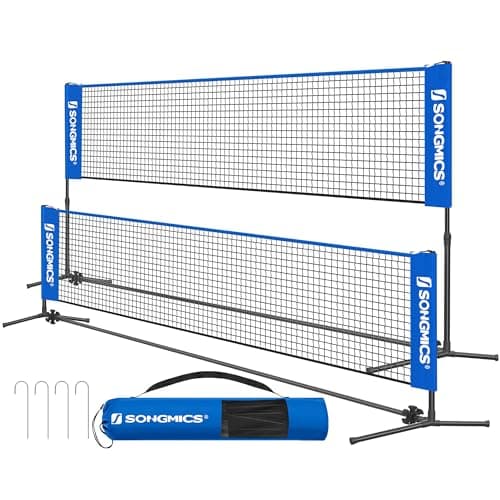 Image of SONGMICS 4 m Badminton Net, Volleyball Net, Adjustable Height Poles Portable Set for Tennis, Beach-Volleyball, for Garden, Park, Outdoor, Blue SYQ400