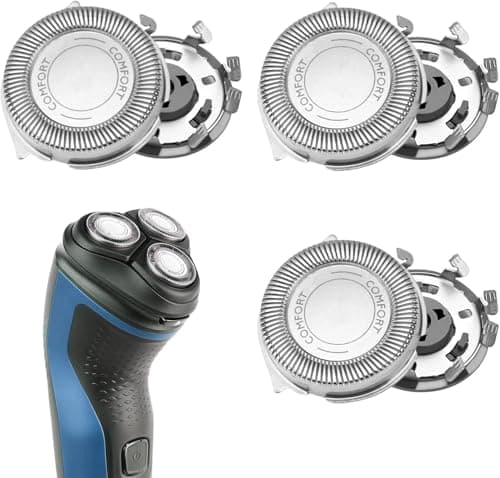 Image of 3-Pack Replacement Shaver Heads for Philips Series 1000/2000/3000 Blades Stainless Steel Self-Sharpening Blades Compatible with Phillips Series AT8xx/AT7xx/PT7xx