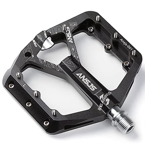 Image of Ansjs Bike Pedals, Aluminum Mountain Bike Pedals,3 Bearings Bike Pedals Platform Bicycle Flat Pedals 9/16" Pedals Black MTB Pedals Metal (A001B)