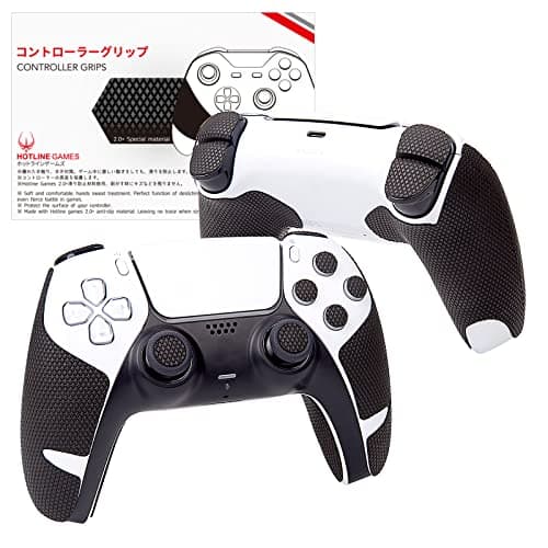 Image of Hotline Games 2.0 Plus Controller Grip for PS5 Controller Grips Tape Playstation 5 DualSense Wireless Controllers,Anti-Slip,Sweat-Absorbent,Easy to Apply,Handle Grips+Buttons+Triggers (Black)