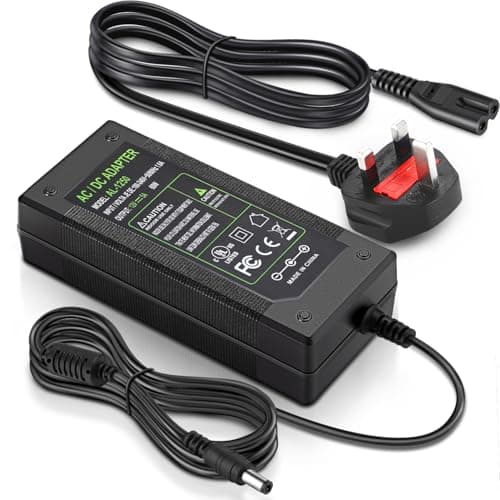 Image of Facmogu DC 12V 5A Power Supply Adapter, 3m/9.84Ft Long Cable AC 100-240V to DC 12V 60W Power Adapter, 12 Volts 5000mA Switching Power Converter UK Adaptor Transformer w/ 5.5 x 2.5mm & 5.5 x 2.1mm Jack