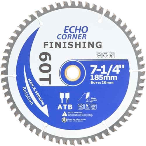 Image of Echo Corner 185mm TCT Circular Saw Blade, 20mm Bore (16mm ring) 60-Tooth, Fine Cut Laminate Plywood Plastic Lumber, Compatible with Evolution Bosch Makita 185x20 185x16 190x20 190x16 Saws