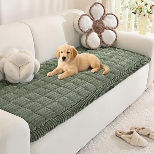 Image of Royhom Pet Sofa Cover Washable, Soft Thick Sofa Cover 2 3 4 Seater, Couch Protector for Dogs, Settee Covers Furniture Slipcovers (Green, 70x150cm)