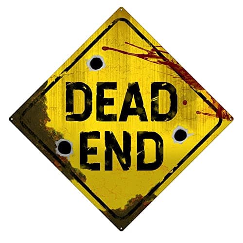 Image of Dead End Crossing Sign Metal Tin Sign - Yellow Caution Wall Art - Fence Wall Decor Large Square Plaque Sign 12x12 Inch