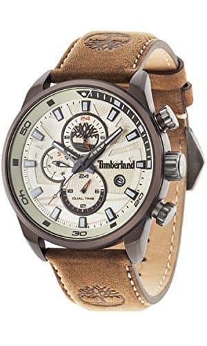 Image of Timberland Men's Quartz Watch with Beige Dial Analogue Display and Beige (Light Brown) Leather Strap 14816JLBN/07