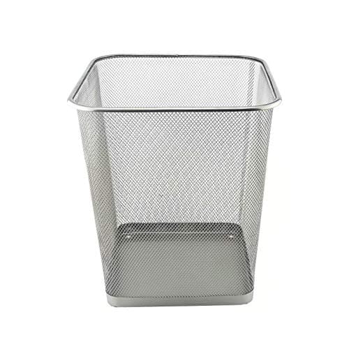 Image of D.RECT Metal Mesh Waste Bin 18L – Silver Rubbish Bin for Office, Bedroom & Home – Durable Steel Frame, Breathable Mesh, Leak-Proof Bottom – Ideal for Paper, Plastic & General Waste