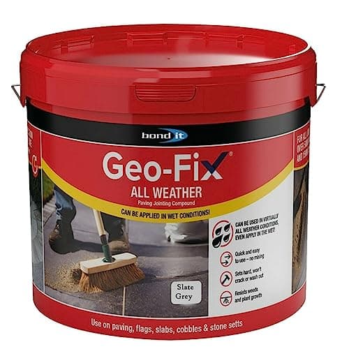 Image of ARA CHOICE Geo-Fix All Weather Ready Mixed Jointing Patio Paving Compound Grout Colour 14kg Ready Mixed Easy Ready Mixed Pointing Mortar Joint Filler for Dry and Wet Conditions (Slate Grey), (BD14)