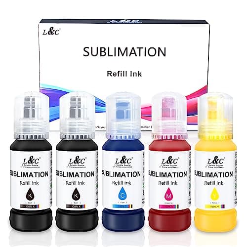 Image of Sublimation Ink for Epson ET2400 ET2710 ET2700 ET2720 ET2760 ET2750 ET4800 ET2800 ET2803 ET2850 ET2756 ET3700 ET15000 Inkjet Printers for Heat Press Transfer on Mugs T-Shirts Phone Cases (5X100ML)