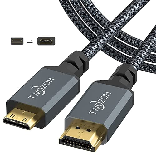 Image of Twozoh Mini HDMI to HDMI Cable 1M, 4K 60Hz High Speed HDMI to Mini HDMI 2.0 Braided Lead