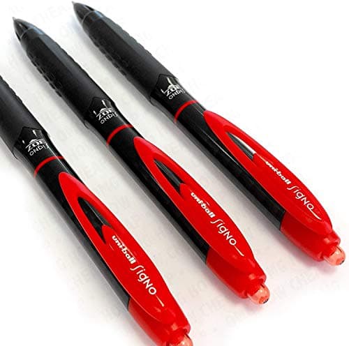 Image of uni-ball Signo 307 - Fine Retractable Rollerball Pen - 3 Pack - Red - UMN-307