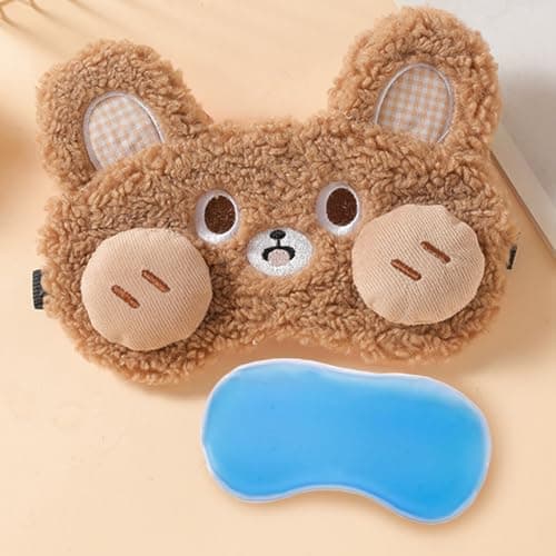 Image of Jorun Cooling Gel Eye Mask - Reusable Eye Masks for Puffy Eyes,Dry Eyes,Headache Relief - Cute 3D Rabbit Cooling Sleep Mask can be Used for Both Adults and Children(Brown)