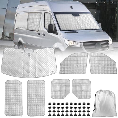 Image of Opaltool Internal Thermal Blind for Mercedes Sprinter 2019-2024, 7PCS Insulated Windscreen Covers, UV-Proof & Waterproof, Foldable Reflective Sunshade for Camper Van Privacy & Temperature Control