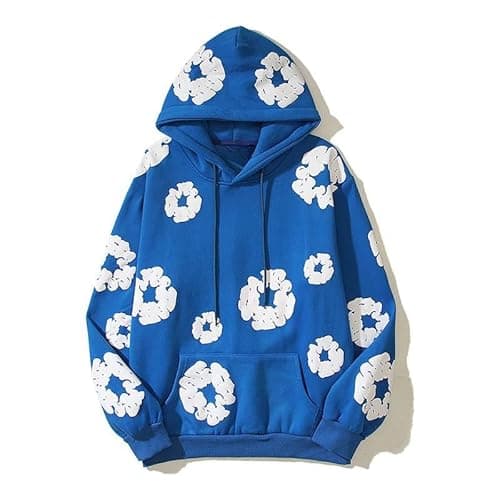 Image of Sudiup Y2K Hoodie Men's Hoodie Women's Casual Retro Large Hoodie Harajuku Jacket, Blue, S