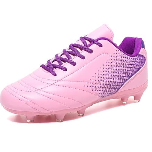 Image of Boys Football Boots Kids Football Shoes Cleats Boys Girls Trainers FG/AG Athletics Training Sport Running Shoes Purple Pink