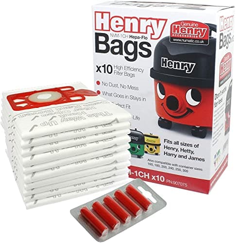 Image of Avern Genuine Numatic Hepa-Flo Hoover Bags Henry Hetty NRV Vacuum Cleaner Dust Bags (Pack of 10 + 5 Freshener Sticks)