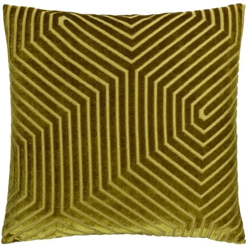 Image of Paoletti Evoke Velvet Polyester Filled Cushion – Luxurious Chevron Pattern Decorative Square Pillow With Filling (Olive - 45x45cm)