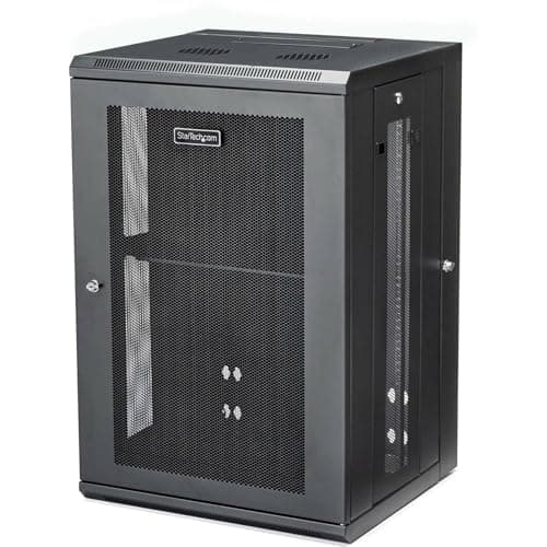 Image of StarTech.com 4-Post 18U Wall Mount Network Cabinet w/ 1U Shelf, 19" Wall-Mounted Server Rack Kit for IT / Data Computer Equipment, Ships Fully Assembled