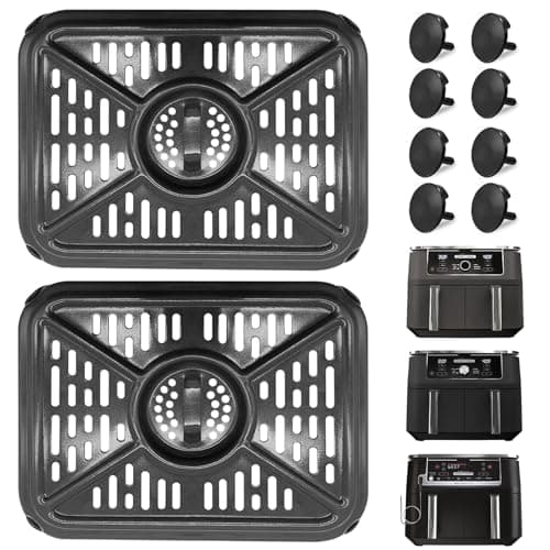 Image of GWYXC Air Fryer Grill Pan for Ninja Foodi AF400UK 9.5L 6 in 1 DualZone 2 Drawers Air Fryer, Replacement Air Fryer Crisper Plate Grill Plate Tray Accessories, Dishwasher Safe