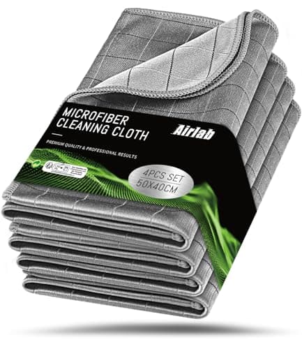 Image of Airlab 4X Magic Carbon Cleaning Cloth 400 GSM, Glass Cloths for Windows Streak Free Lint Free Car Interior Wipe Microfibre Polishing Cloth for Windscreen Dashboard Mirror, 50x40 cm