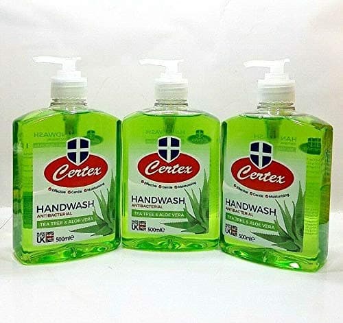 Image of 3 PCS CERTEX GREEN ANTIBACTERIAL HAND WASH TEA TREE & ALOE VERA 500ML MOISTURISING PUMP LIQUID SOAP FOR USE IN HOME, OFFICE, RESTAURANTS ETC.