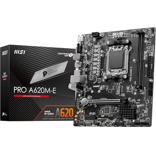 Image of MSI PRO A620M-E Motherboard, Micro-ATX - Supports AMD Ryzen 9000/8000 / 7000 Series Processors, AM5 - DDR5 Memory Boost 6400+MHz/OC, 1 x PCIe 4.0 x16, 1 x M.2 Gen4